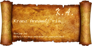 Kranz Annamária névjegykártya